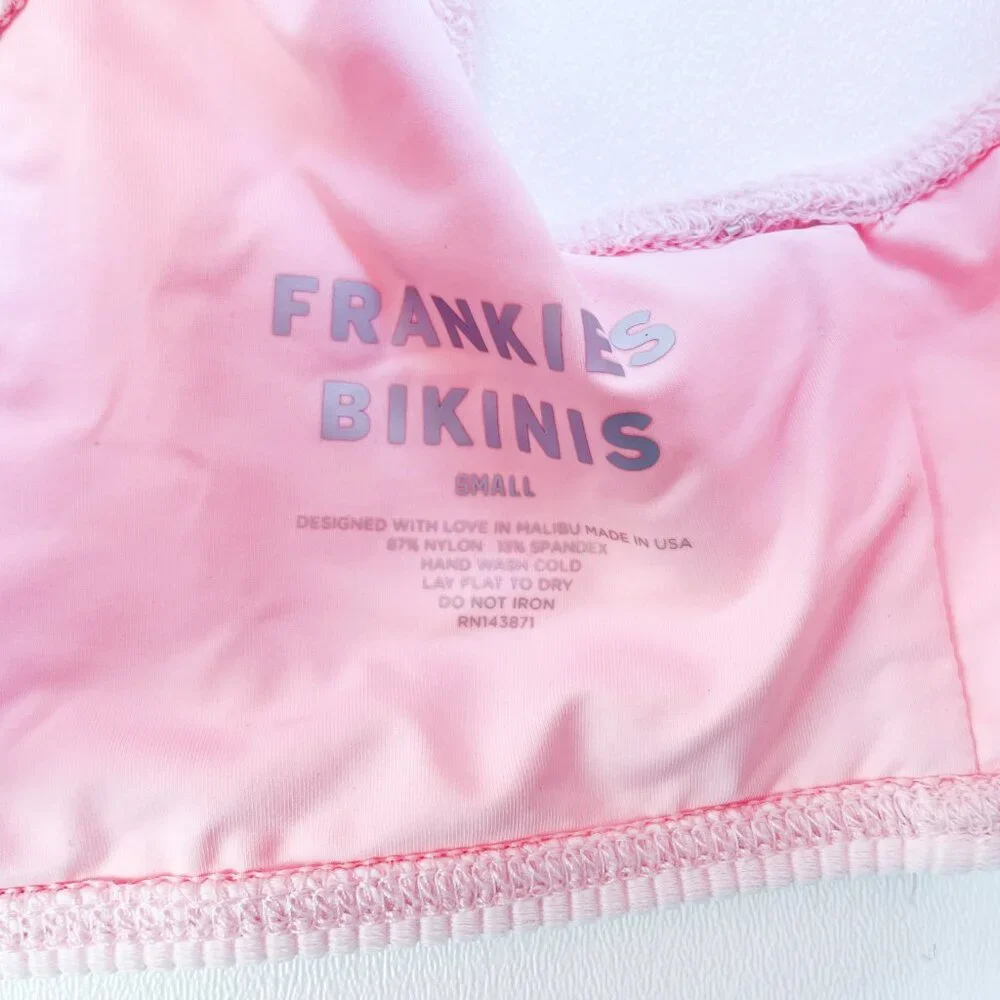 Frankies Bikinis Connor Ribbed Scoop Bikini Top Love Pink Size Small NEW NWT